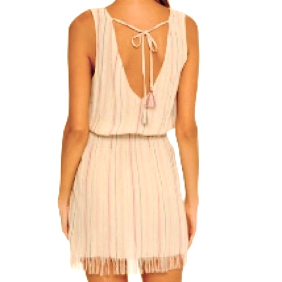 BECCA by REBECCA Coastal Shorts Romper Swim Coverup Striped Shimmery Back Ties - Picture 15 of 16